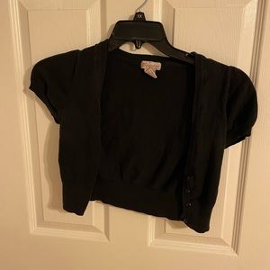 Black Macy’s button down cropped sweater